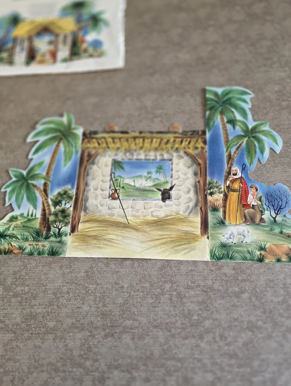 Vintage 1960s Hallmark Diecut Pop Up 3D Christmas Nativity Set 7 Pieces READ
